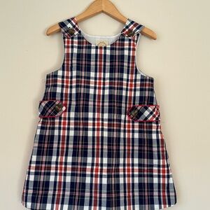 The Beaufort Bonnet Company Navy Red White Plaid Pinafore Dress